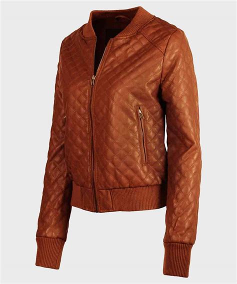 Womens Classic Quilted Brown Leather Jacket Danezon
