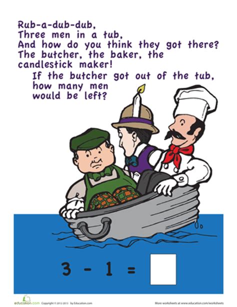 In the original version as it appeared both in england and in the usa (boston) the song was. Nursery Rhyme Math | Printable Workbook | Education.com