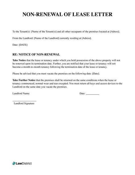 Free Not Renewal Lease Letter Template Pdf And Sample Lawdistrict