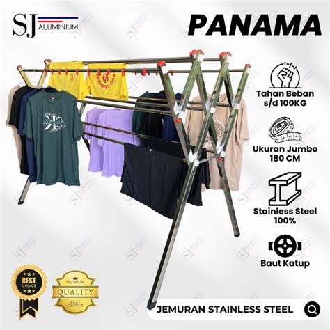 Jual Panama Jemuran Baju Pakaian Lipat Stainless Steel Palang