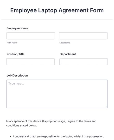 Employee Laptop Agreement Form Template Jotform