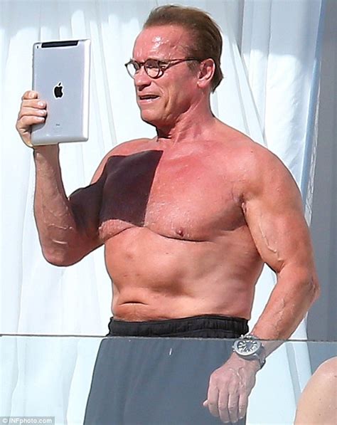 Arnold Schwarzenegger Takes Selfie During Cannes Sunbathing Session