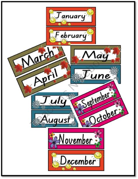 Months Of The Year Display With Australian Seasonal Pictures Product