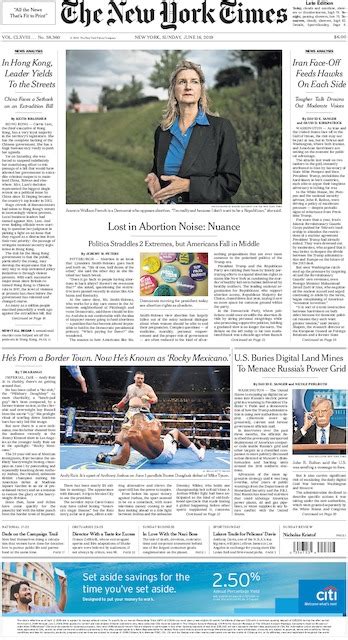The New York Times International Edition In Print For Monday June The New York Times