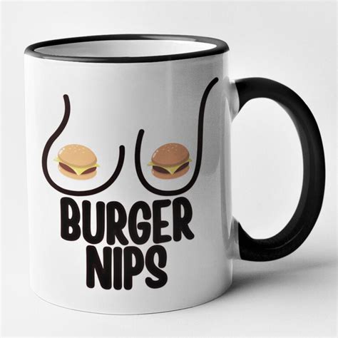 Burger Nips Mug Funny Boob Big Nipples Mug Christmas Birthday Etsy Uk