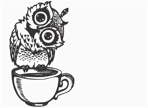 Owl On Coffee Cup Creative Fabrica