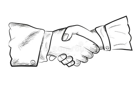Sketch Two Man Hand Shaking Isolated On White Stock Vector