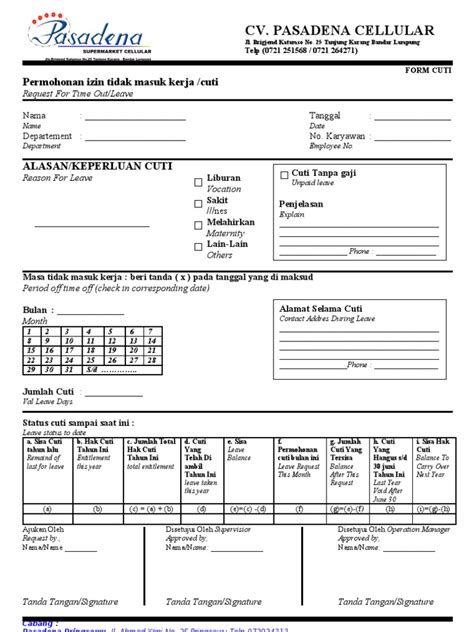 form cuti - wood scribd indo