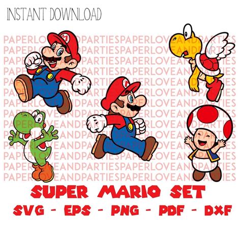 Super Mario Set Svg Eps Dxf Png Pdf Silhouette Etsy