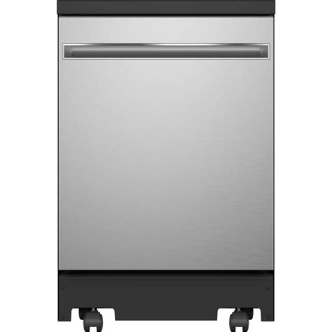 Ge 24 Inch Portable Dishwasher In Stainless Steel With Stainless Steel