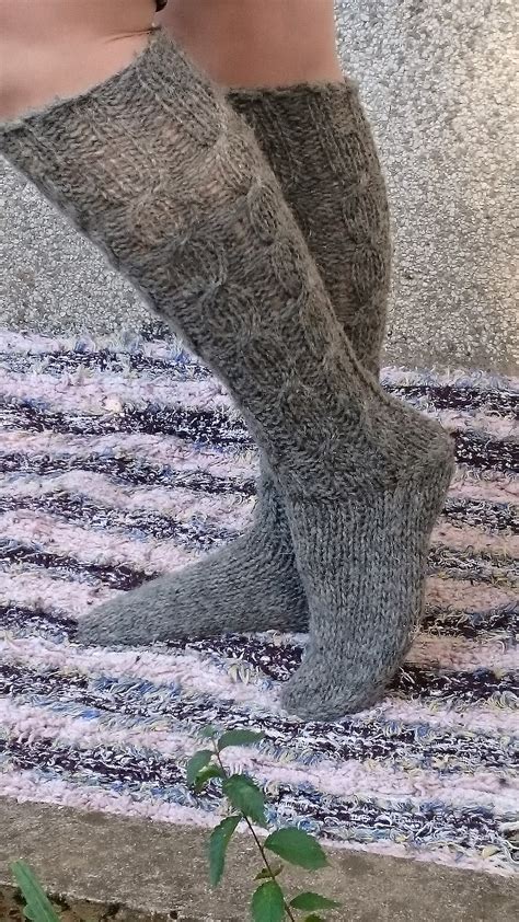 grey knee high socks 100 pure wool socks warm wool socks etsy