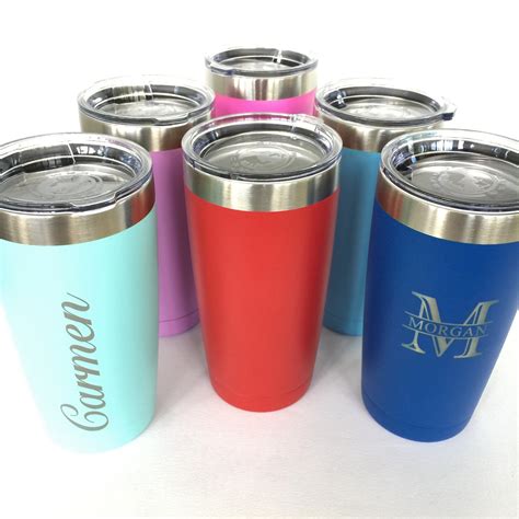 Personalized Powder Coated Tumbler 20oz Engraved Double Wall Insulated
