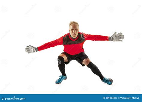 Goalkeeper Ready To Save On White Background Stock Image Image Of