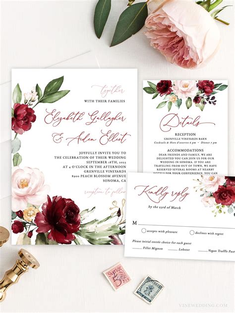 Wedding Invitation Card Template Floral Wedding Invitations Wedding