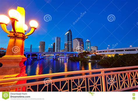 Florida Tampa Skyline At Sunset In Us Stock Photo Image Of Florida