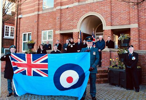 Royal Air Force Flag Raising In Grantham Commemorates Anniversary Of