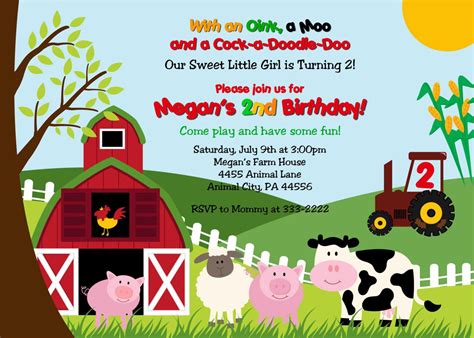 Custom Personalized Fun Barnyard Farm Birthday Party Or Baby Shower