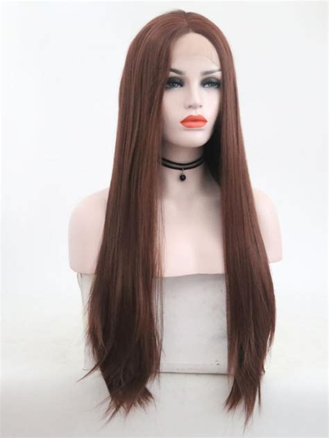 Dark Brown Long Straight Lace Front Wig Synthetic Wigs Babalahair