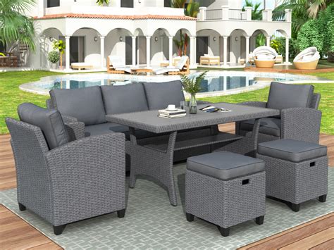 The most common patio furniture sets material is metal. URHOMEPRO Outdoor Sectional Sofa Sets, 6 Piece Patio ...