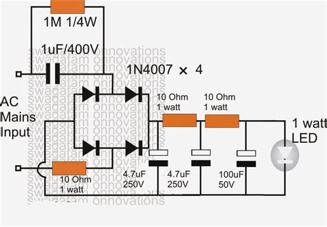 How To Make A Simplest Compact 1 Watt Led Driver Circuit At 220v110v
