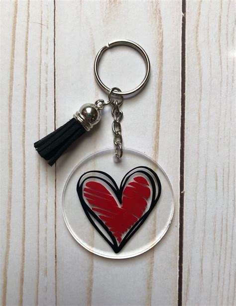 Heart Acrylic Keychain Etsy
