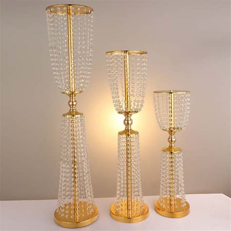 80cm Tall Crystal Table Centerpieces Metal Flower Stand Wedding