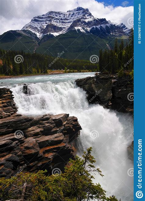 Poster Perfect Beautiful Athabasca Water Fall In Jasper National Park