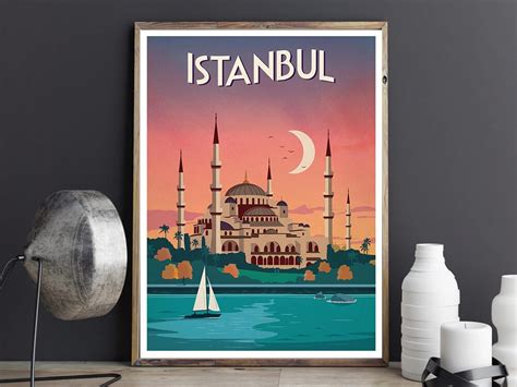 Istanbul Turkey Vintage Travel Poster Etsy