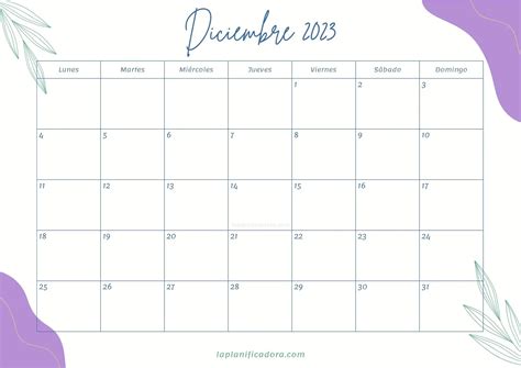Calendarios Diciembre 2023 💜 Para Imprimir