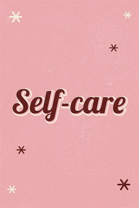Self Care Retro Word Typography On A Pink Background Free Image By