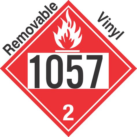 Flammable Gas Class 2 1 UN1057 Removable Vinyl DOT Placard