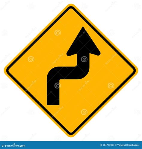 Curves Ahead Right Traffic Road Signvector Illustration Isolate On