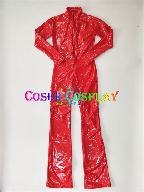 1301 Pop Stars Red Pvc Costumes Catsuit