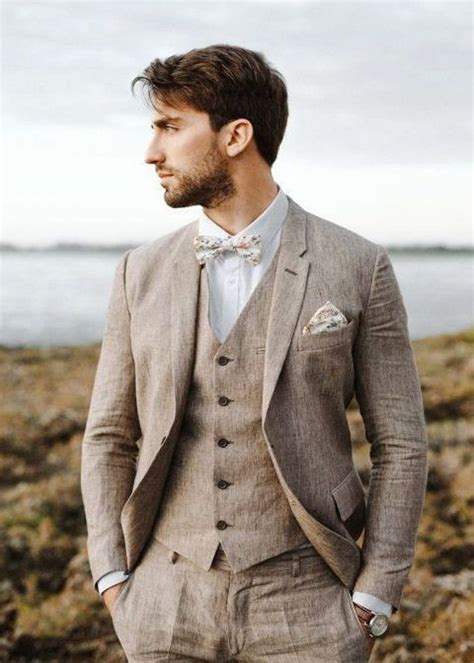 buy men linen suit 3 piece brown linen wedding suit for groom online in india etsy beach
