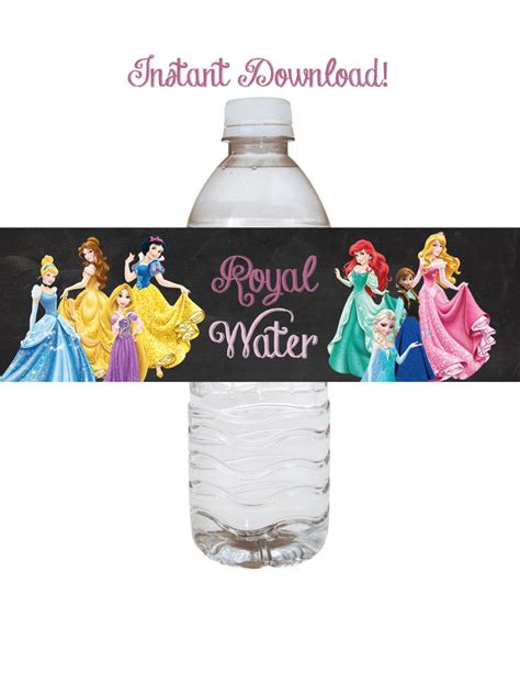 Water Bottle Label Disneys Disney Princess By Greyhoundgraphics All