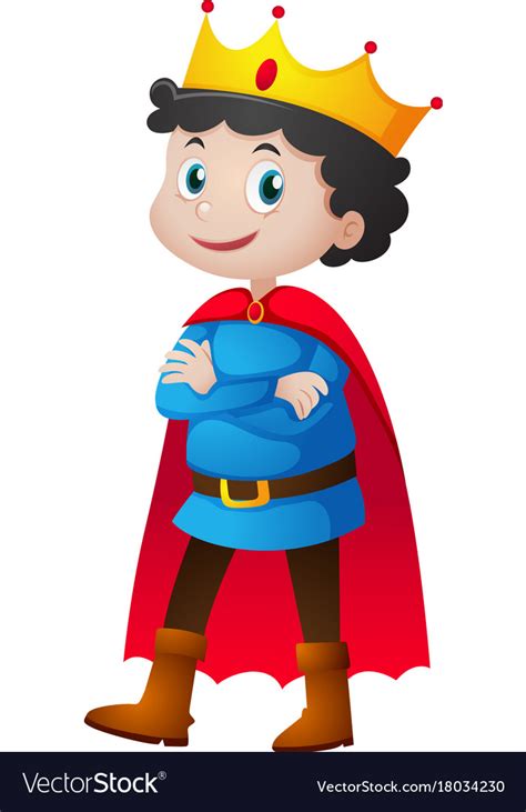Prince With Red Cape And Crown Royalty Free Vector Image