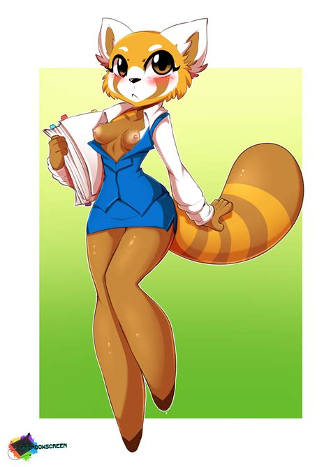 Rule 34 Aggressive Retsuko Anthro Blush Breasts Breasts Out Brown