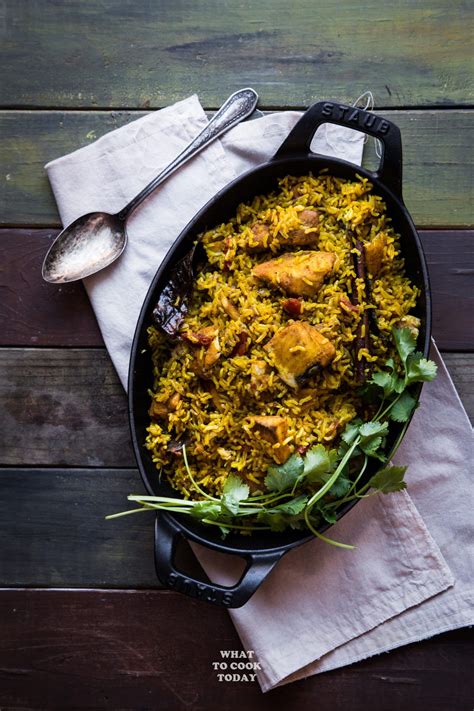 In a rice cooker, add rice, sauteed vegetables, spices powder, chakli, bay leaf along with all other ingredients. Pressure Cooker Fish Biryani (with Brown Basmati Rice) # ...