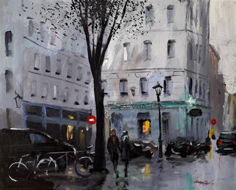 Rain In The City Acrylic Painting Ca Painting By Alex Ziev Artmajeur