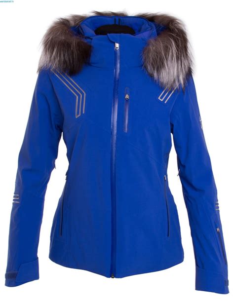 Spyder Damen Hera Jacke Mit Pelz Bling Blue Jacket Parka Ski Jacket
