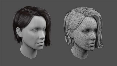 Artstation Low Poly Realistic Realtime Hair Game Assets