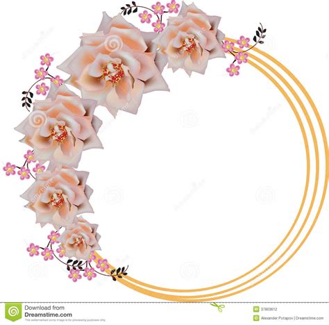 Diez marcos decorados con elementos de kits anteriores; Circle Frame Decorated By Light Rose Flowers Stock Vector ...