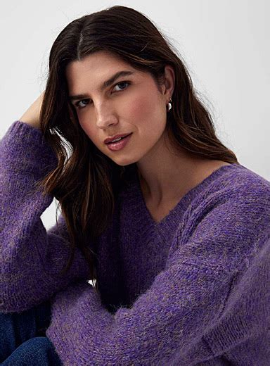 Oversized Heathered Purple Sweater Lyla Luxe Shop Womens