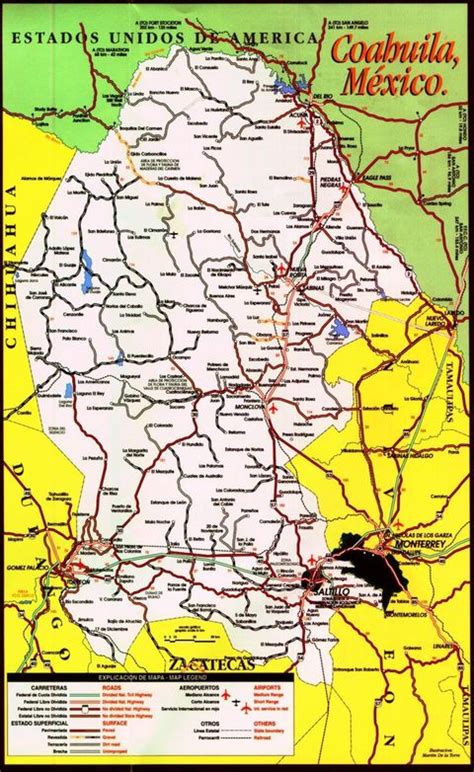 Coahuila De Zaragoza Coahuila Road Map