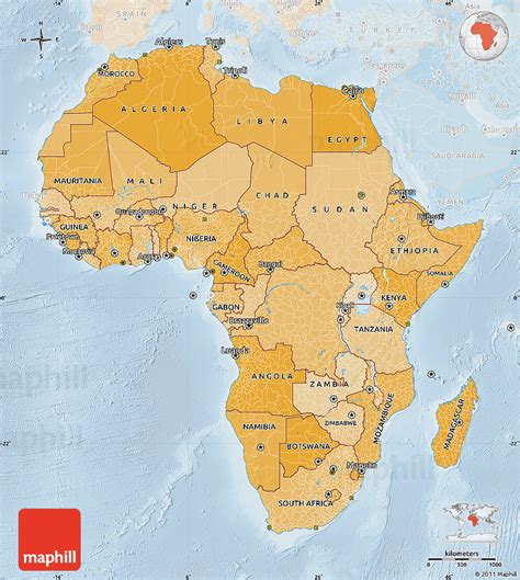 Political Shades Map Of Africa Lighten