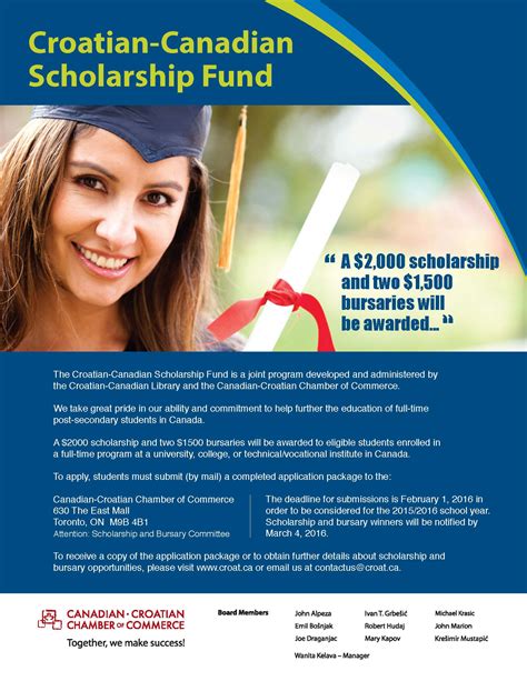 Croatian Canadian Scholarship Fund Accepting Applications For The 2015