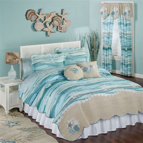 Seaview Quilt Set Light Blue Beach Style Bedroom Bedroom Themes