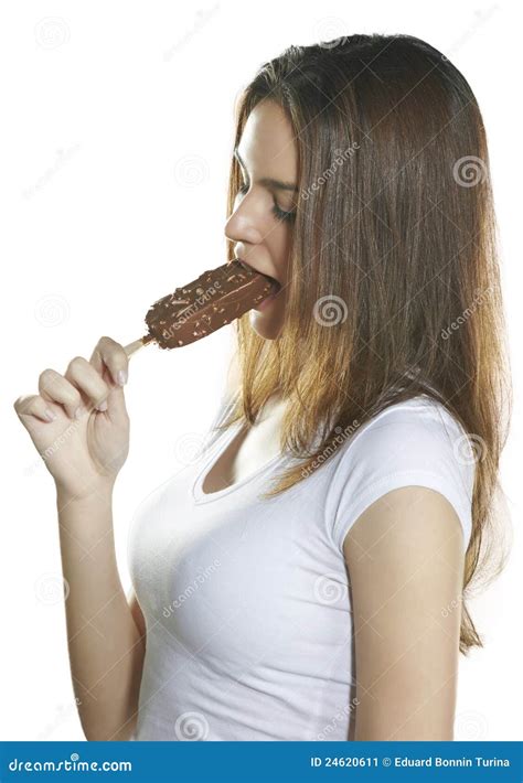 Beautiful Young Woman Eating Ice Cream Stock Image Image Of Lifestyle Beautiful 24620611