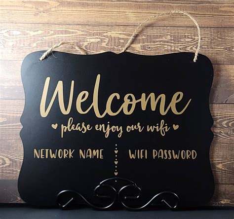 Welcome Please Enjoy Our Wifi Sign Wifi Display Sign Etsy Norway
