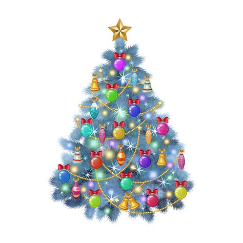 Christmas Tree With Colorful Ornaments Vector Illustration Stock